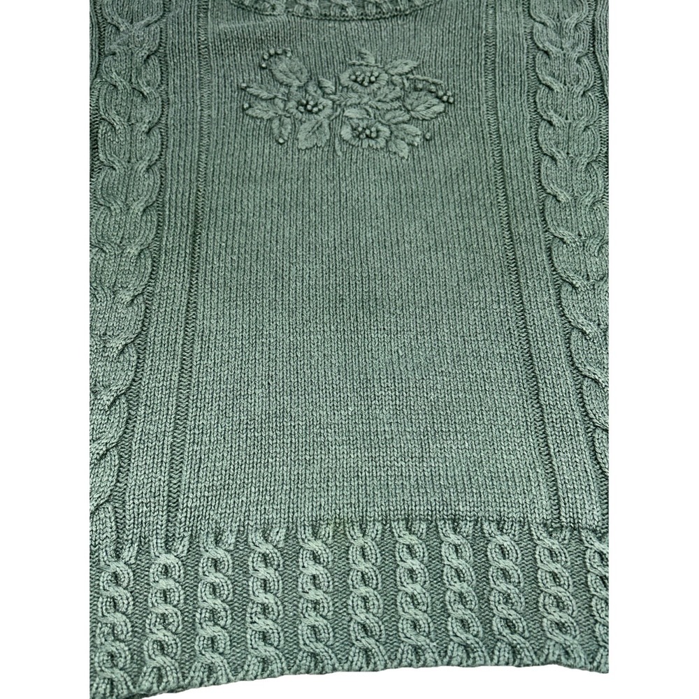 Vintage Orvis Sweater Womens S Sage Green Cable Knit Silk Blend Mock Neck 90s - Picture 4 of 7